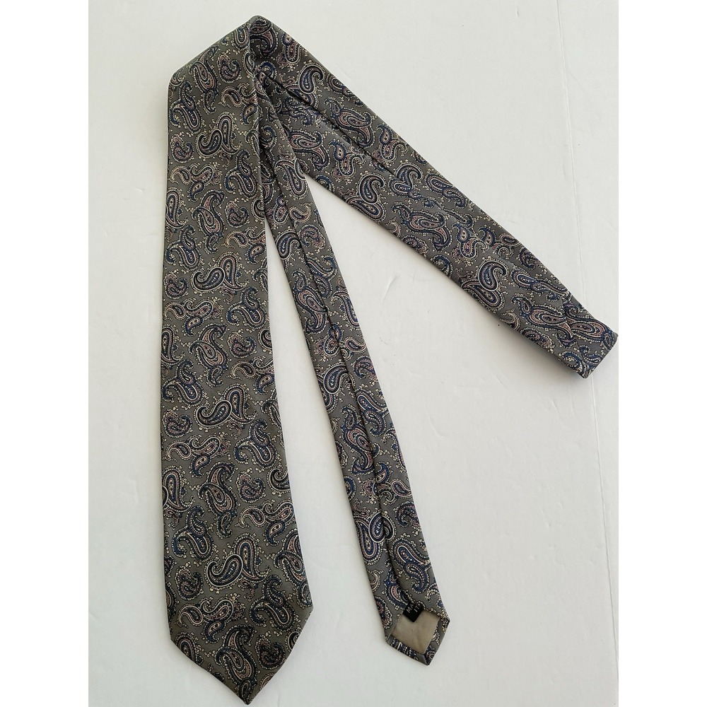 Jsaco Grey Blue Pink Paisley Italy Silk Tie